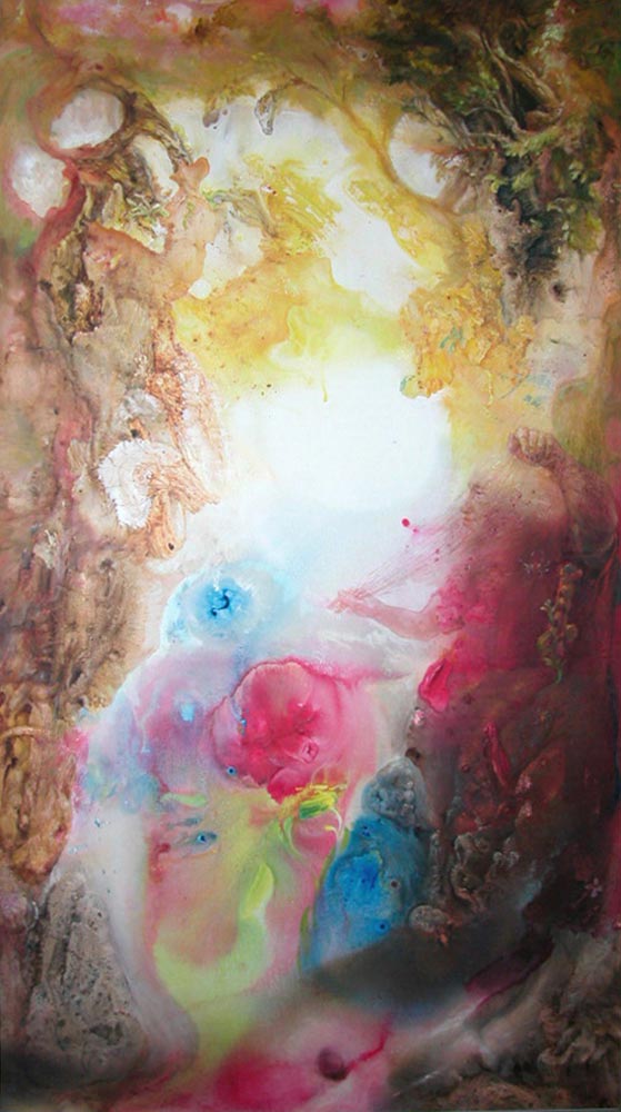 15. Oil and acrylic on Board. <strong>Morning light</strong> The heart of the forest awakes as the first rays of the sun penetrate. (73cm x 131cm) 